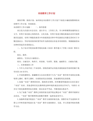 双语教学工作计划 