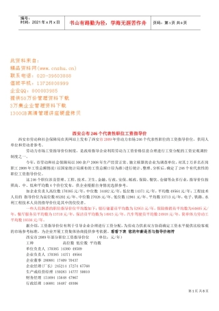 西安公布个代表性职位工资指导