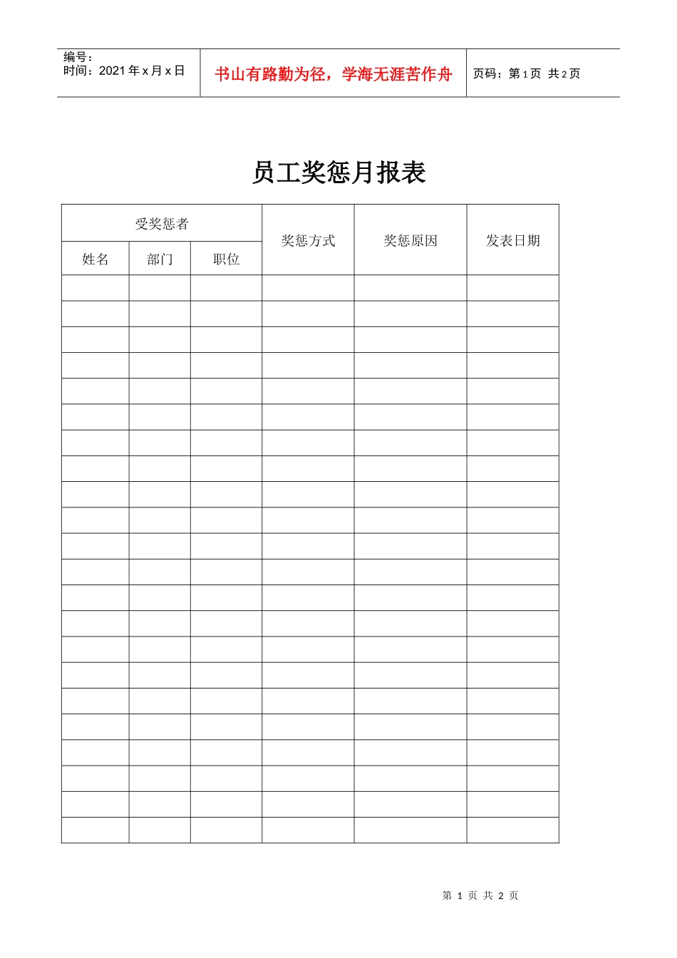 员工奖惩月报表(1)_第1页