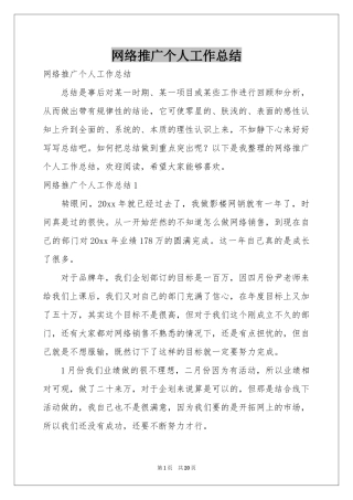 网络推广个人工作参考总结
