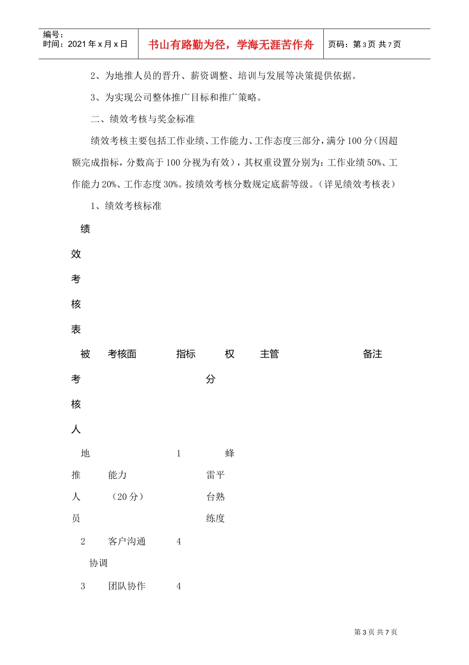 蜂雷地推人员管理制度(DOC9页)_第3页