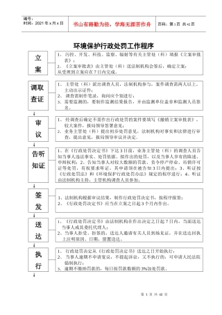 环境行政执法程序规范常用执法文书格式