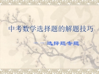 中考数学选择题的解题技巧