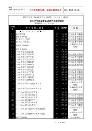 郴州建设工程管理站XXXX年笫五期建设工程材料预算价格表
