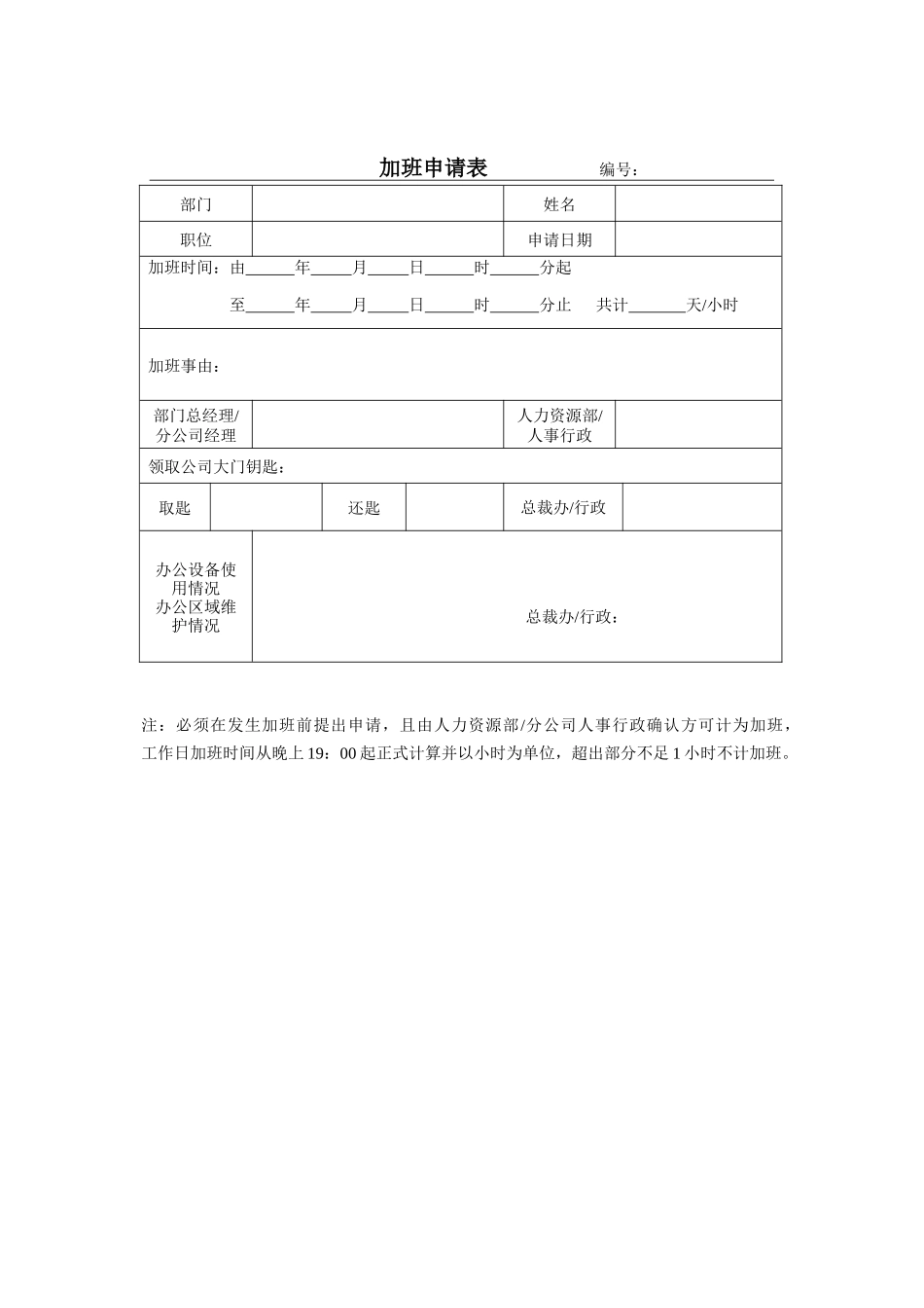 公司各项行政管理用表_第2页