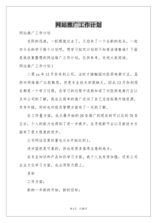 网站推广工作参考计划