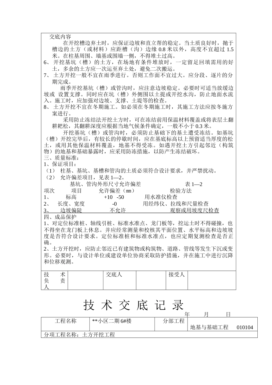 某小区工程项目技术交底记录表_第3页