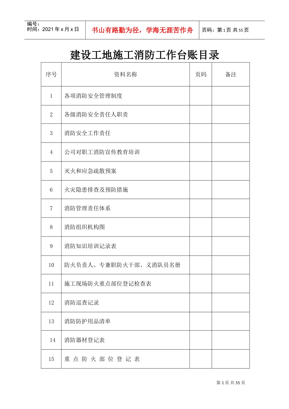 消防管理台帐及各项管理制度,岗位责任制(DOC77页)_第1页