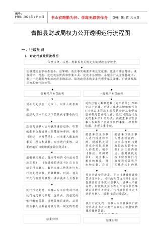 财政局权力公开透明运行流程图