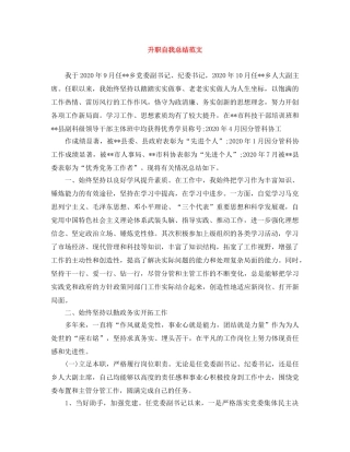 升职自我总结范文 
