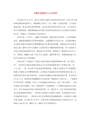 乡镇卫生院院长个人工作总结