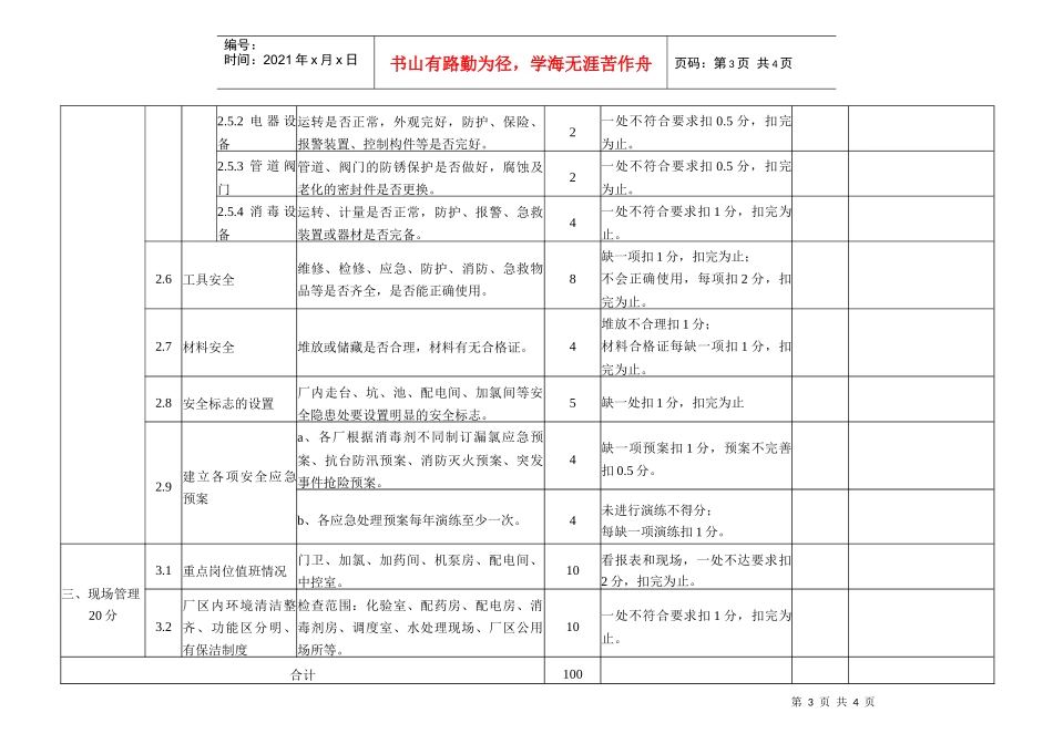 温州市供水企业安全检查评分表-温州市城镇供水水质检查评分_第3页
