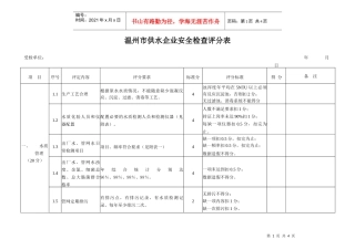 温州市供水企业安全检查评分表-温州市城镇供水水质检查评分