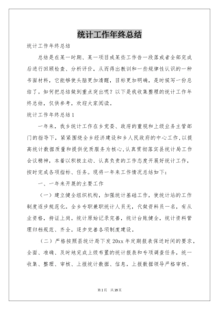 统计工作年终参考总结