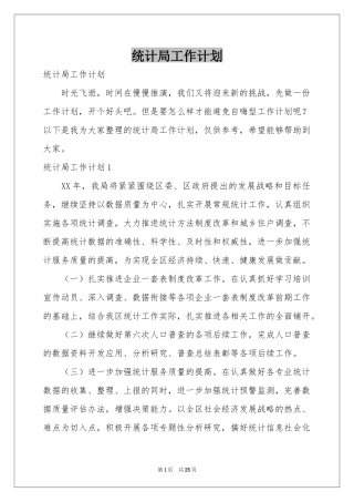 统计局工作参考计划