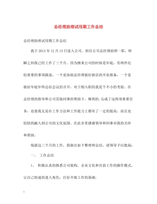 总经理助理试用期工作总结