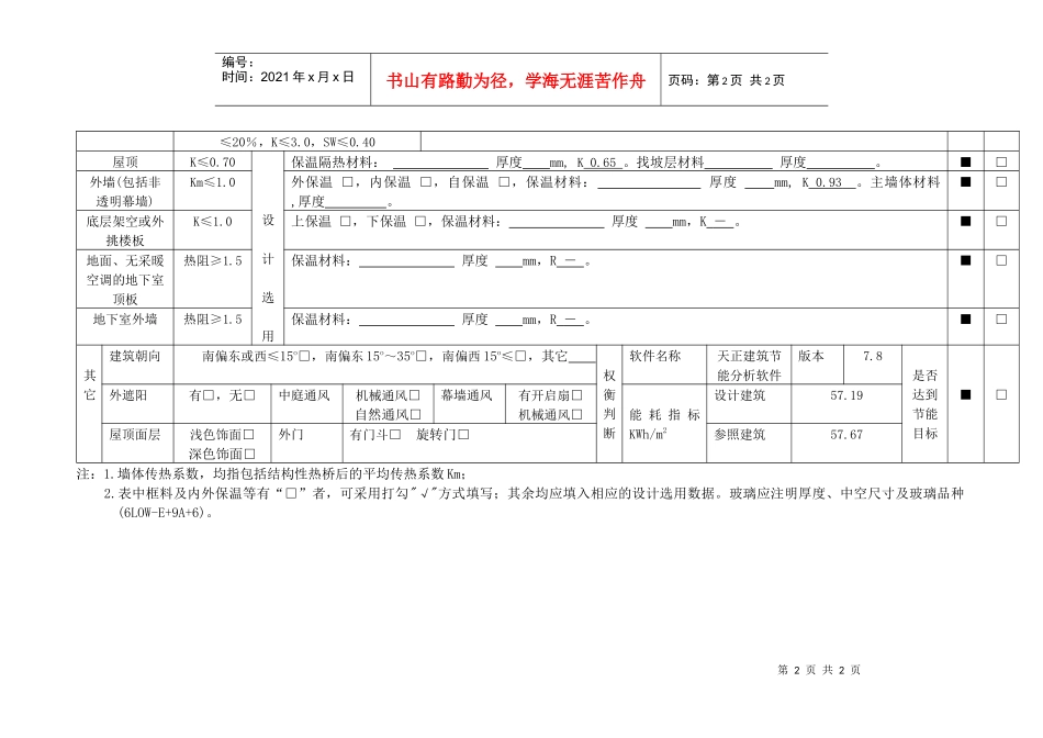 夏热冬冷地区甲类公共建筑节能设计一览表_第2页