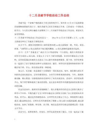 十二月圣诞节学校活动工作总结 