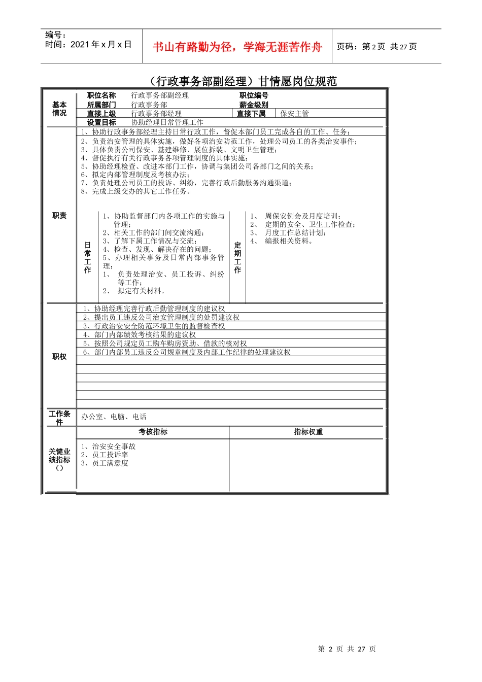 公司行政事务部的岗位规范_第2页