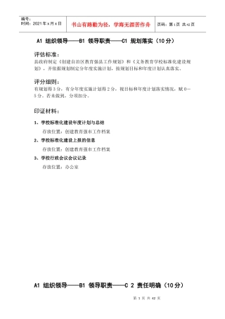 哈密市标准化建设(校级)档案目录