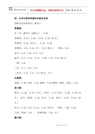 附：师德培训教室安排表-附：各校教师师德培训教室安排