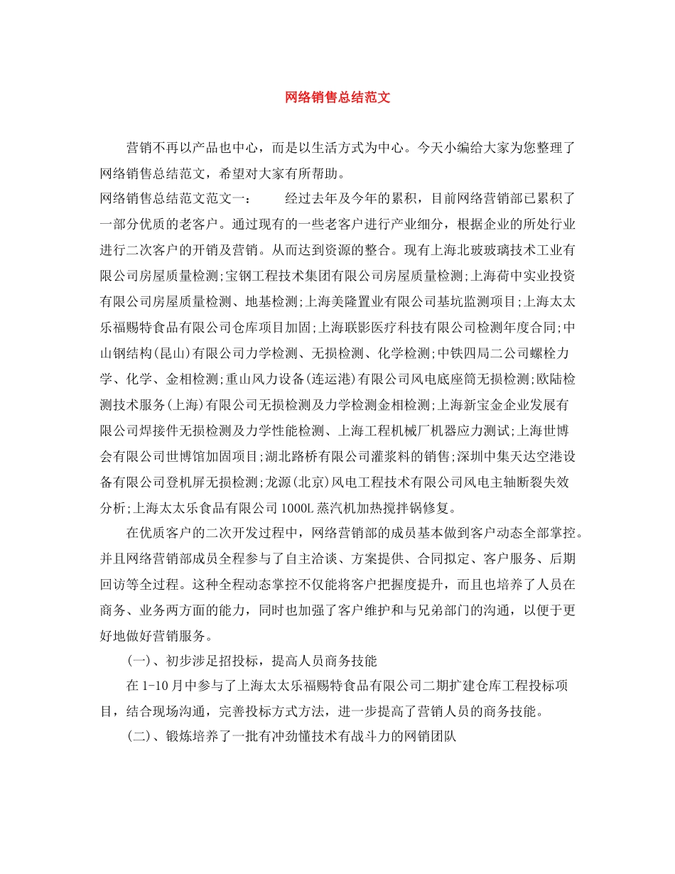 网络销售总结范文_第1页