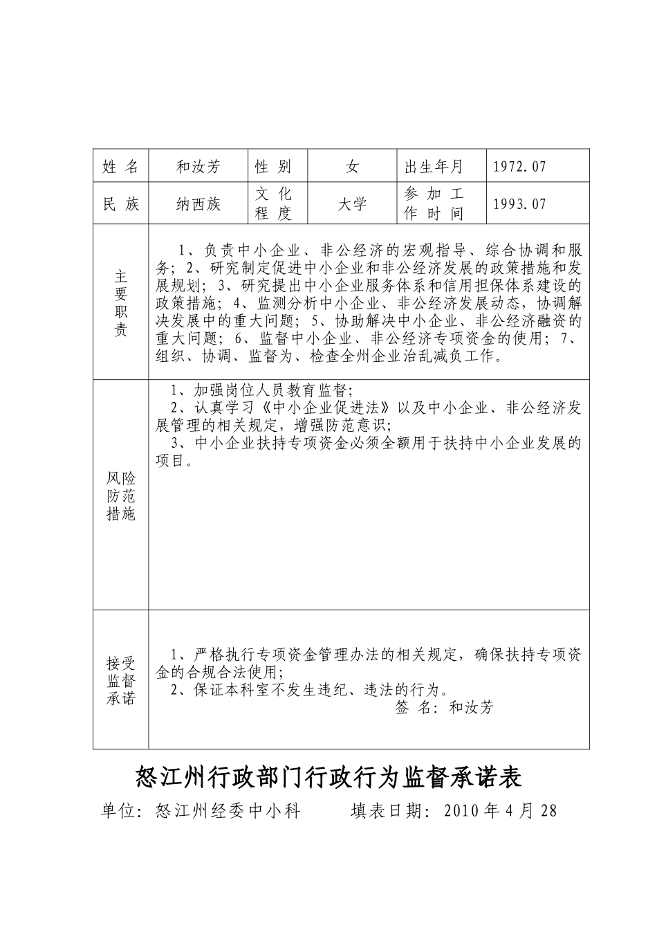 怒江州行政部门行政行为监督承诺表_第3页