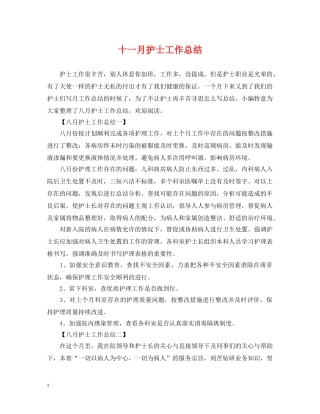 十一月护士工作总结 