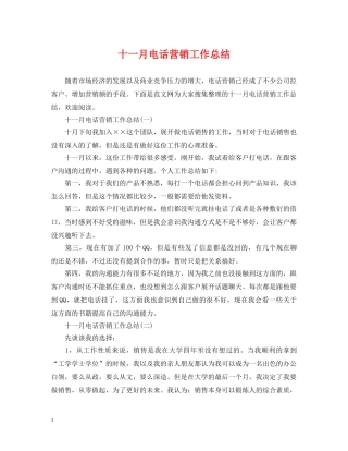 十一月电话营销工作总结 
