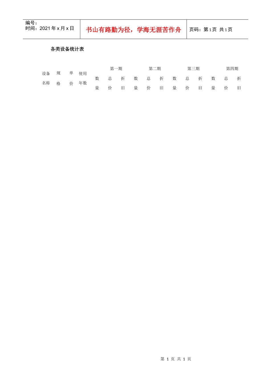 各类设备统计表_第1页
