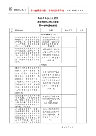 焦化安全检查表。。