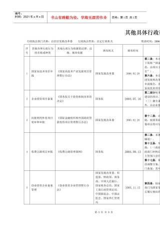 其他具体行政行为依据梳理表
