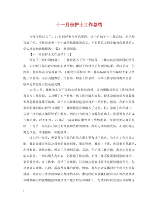 十一月份护士工作总结 
