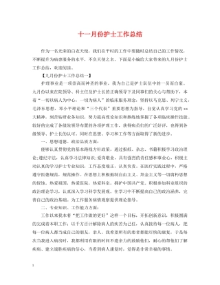 十一月份护士工作总结2 