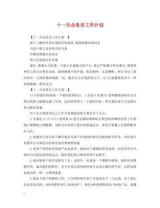 十一月业务员工作计划 