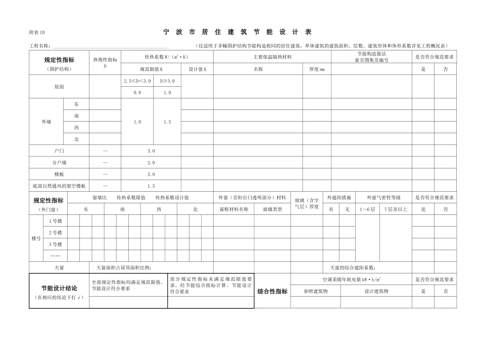 附表1A(适用于单幢居住建筑)_第2页