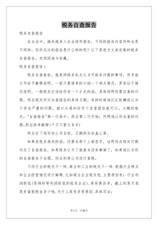 税务自查报告