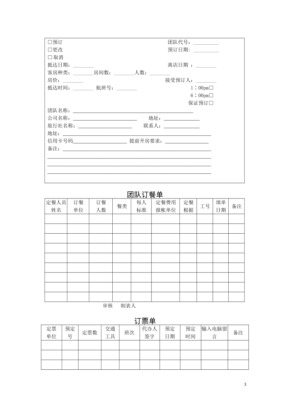 酒店实用表格全集(DOC59页)_第3页