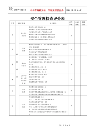 安全管理检查评分表 0615 表3
