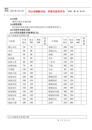 WI-ZB-03-02宾馆行政车出租价目表