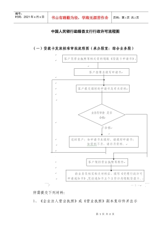 中国人民银行勐腊县支行行政许可流程图