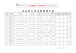 企业法人安全资格统计表