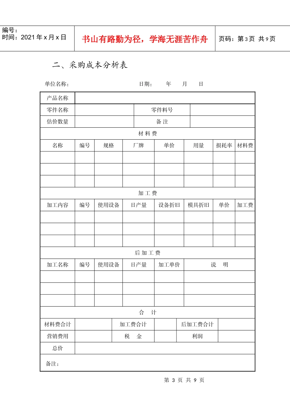 某公司采购价格与成本管理表件_第3页