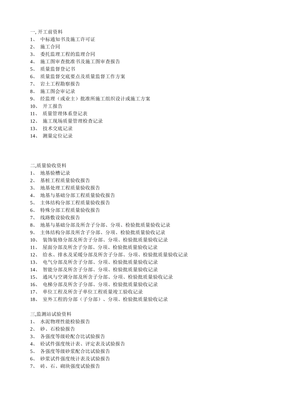 建筑工程资料手册与质检站表_第1页