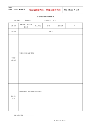 安全动态管理(日)检查表(含内容)