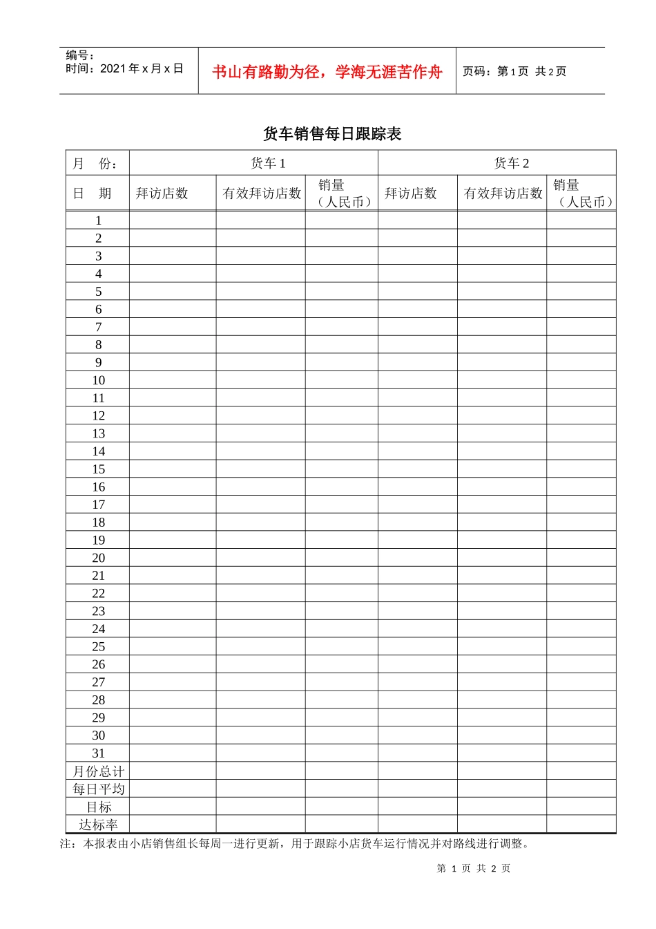 23货车销售每日跟踪表_第1页