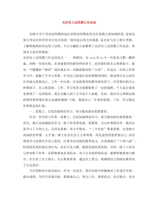 光伏员工试用期工作总结 