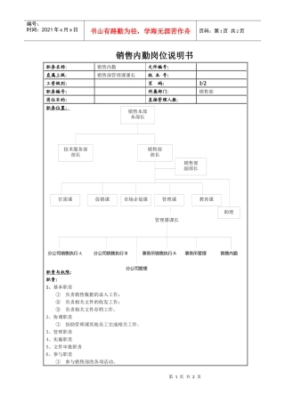 销售内勤空表