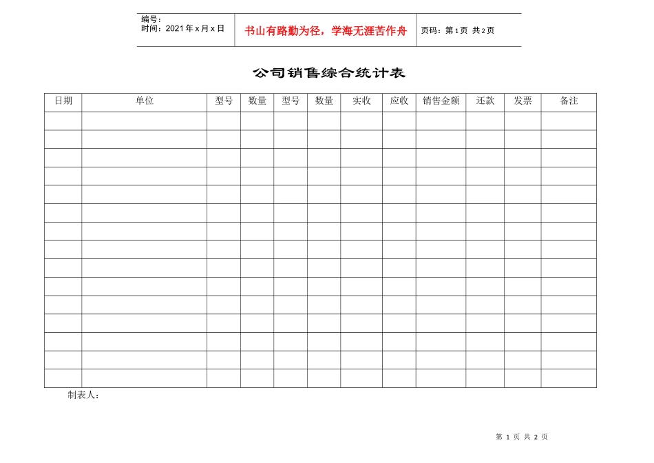 公司销售综合统计表_第1页