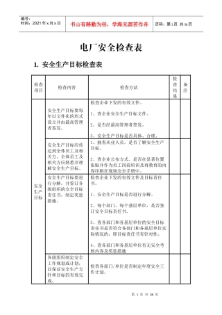 电厂安全检查表